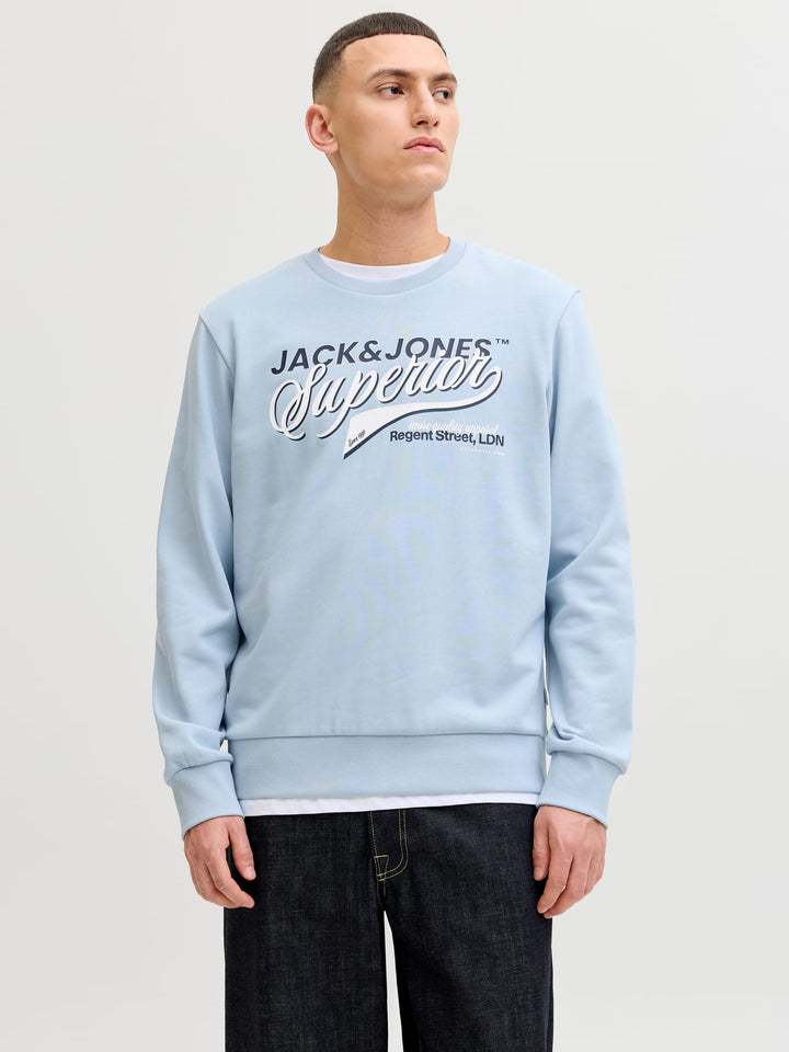 Jack & Jones 12288925 logo sweater lichtblauw – heren