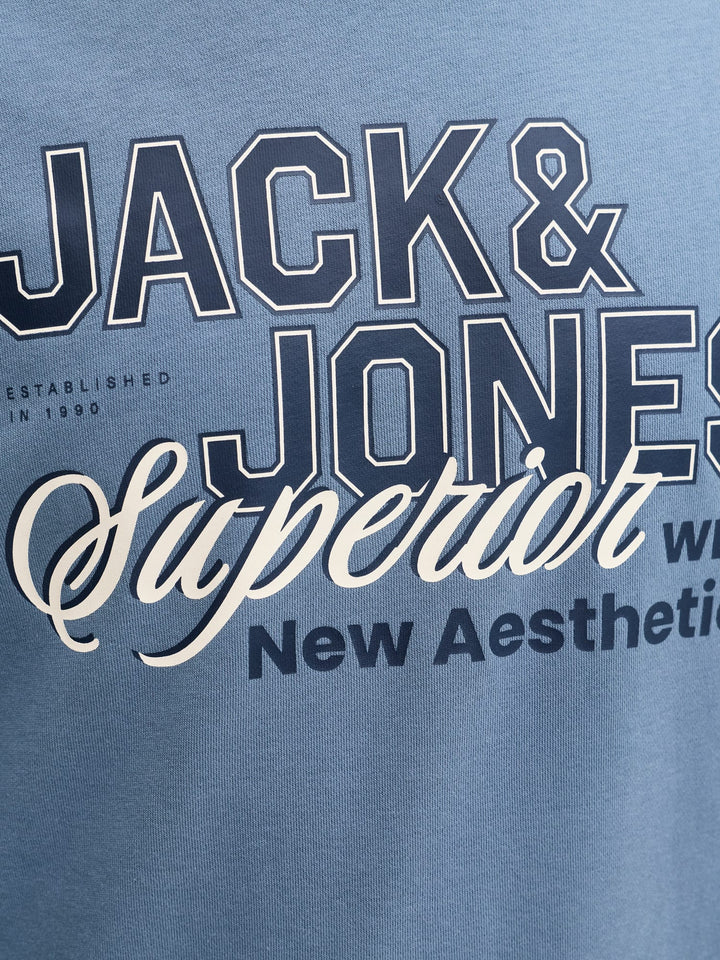 Jack & Jones sweater heren blauw melee – JJELOGO SWEAT CREW NECK