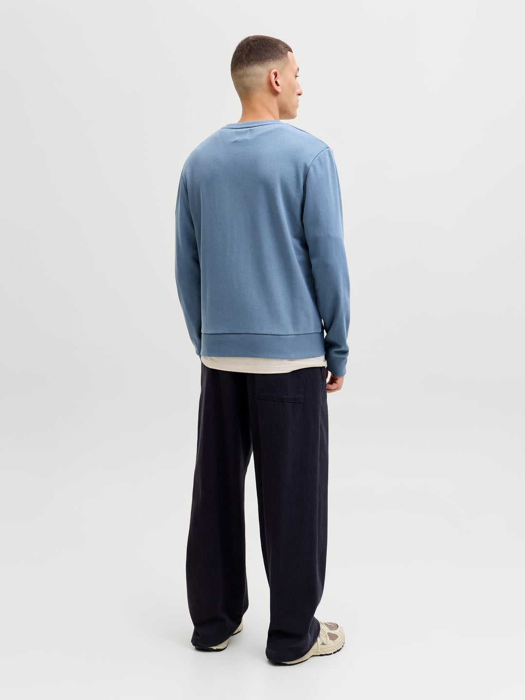 Jack & Jones sweater heren blauw melee – JJELOGO SWEAT CREW NECK