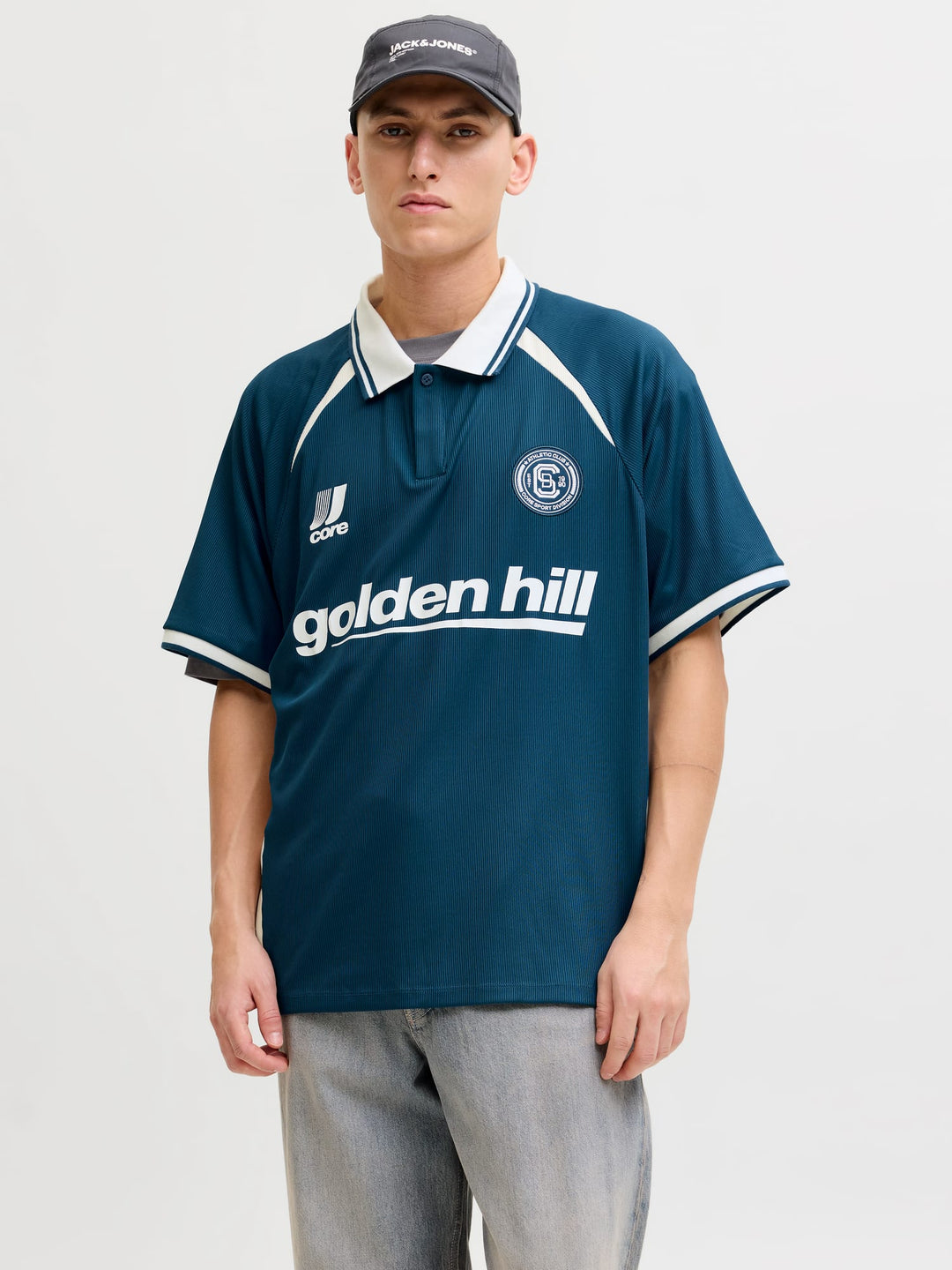 Jack & Jones Club ribbed polo k/m groen dessin – heren