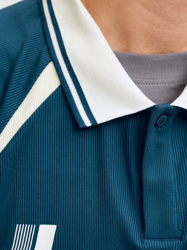 Jack & Jones 12293062 Club ribbed polo k/m groen dessin