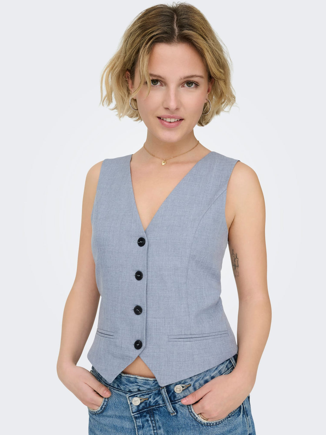 Only gilet dames lichtblauw – ONLLINDA S/L MEL FIT WAISTCOAT