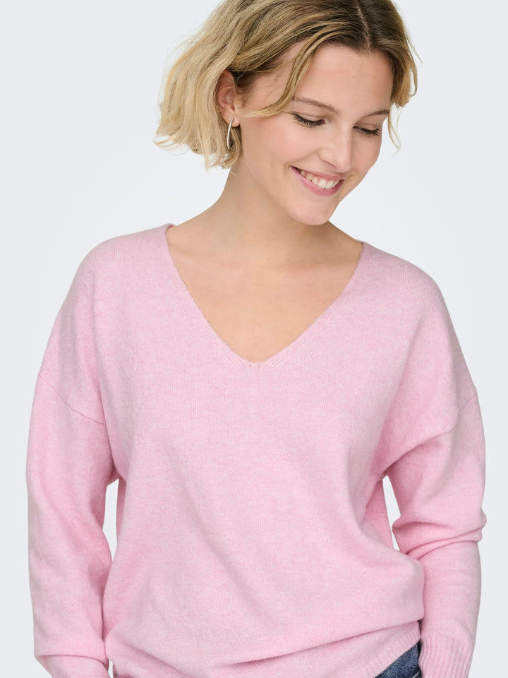 Only ONLRICA L/S V-NECK PULLO KNT NOOS - dames trui licht roze