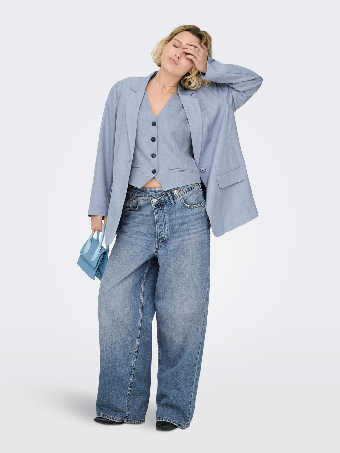 Only blazer dames blauw melee – ONLLINDA LS BOYFR
