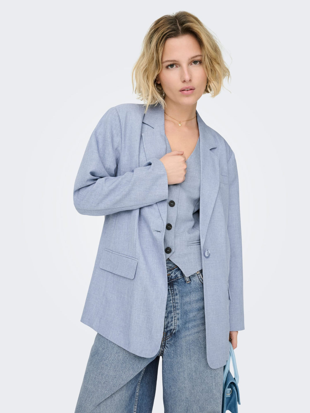 Only blazer dames blauw melee – ONLLINDA LS BOYFR