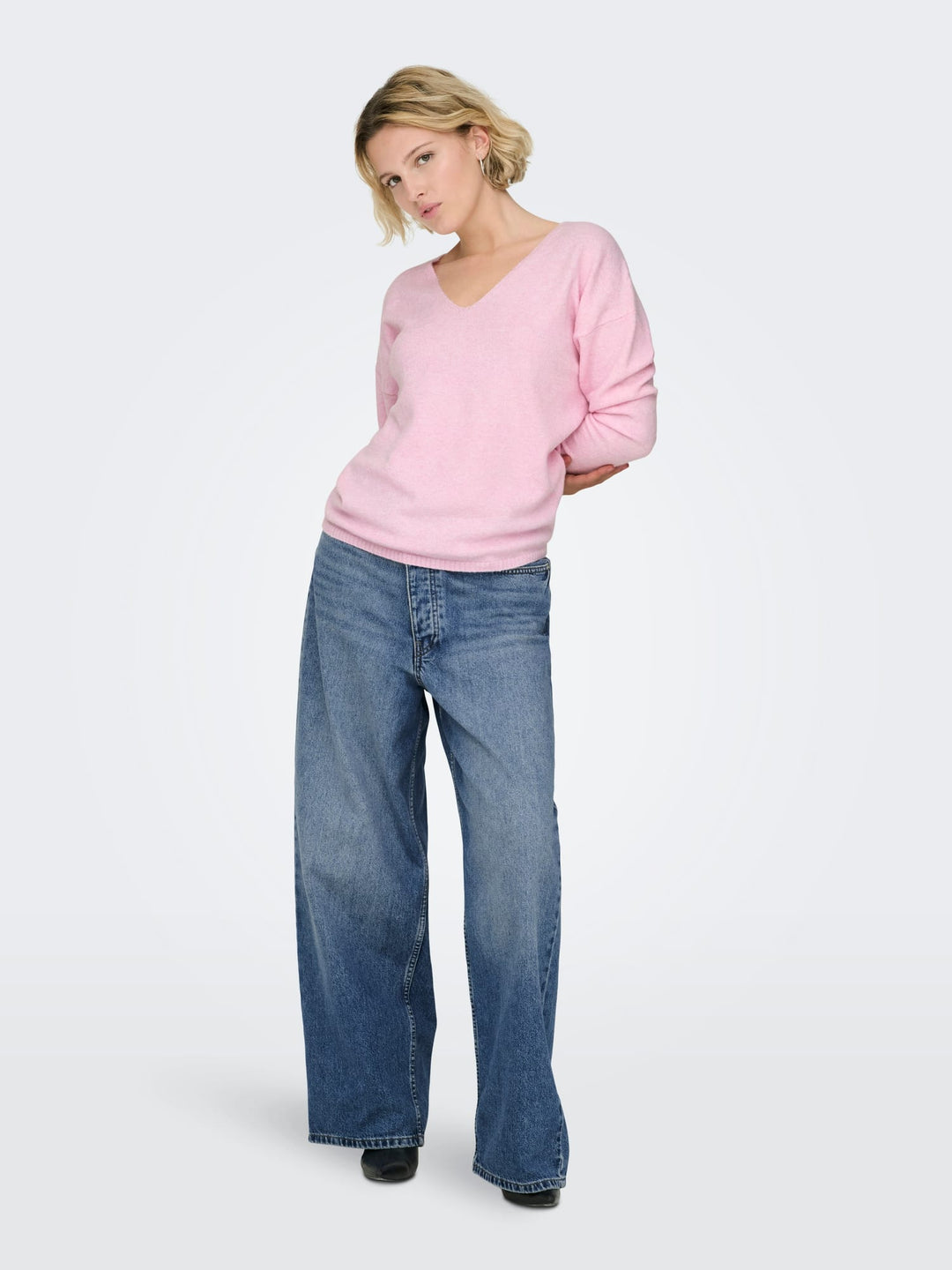Only ONLRICA L/S V-NECK PULLO KNT NOOS - dames trui licht roze