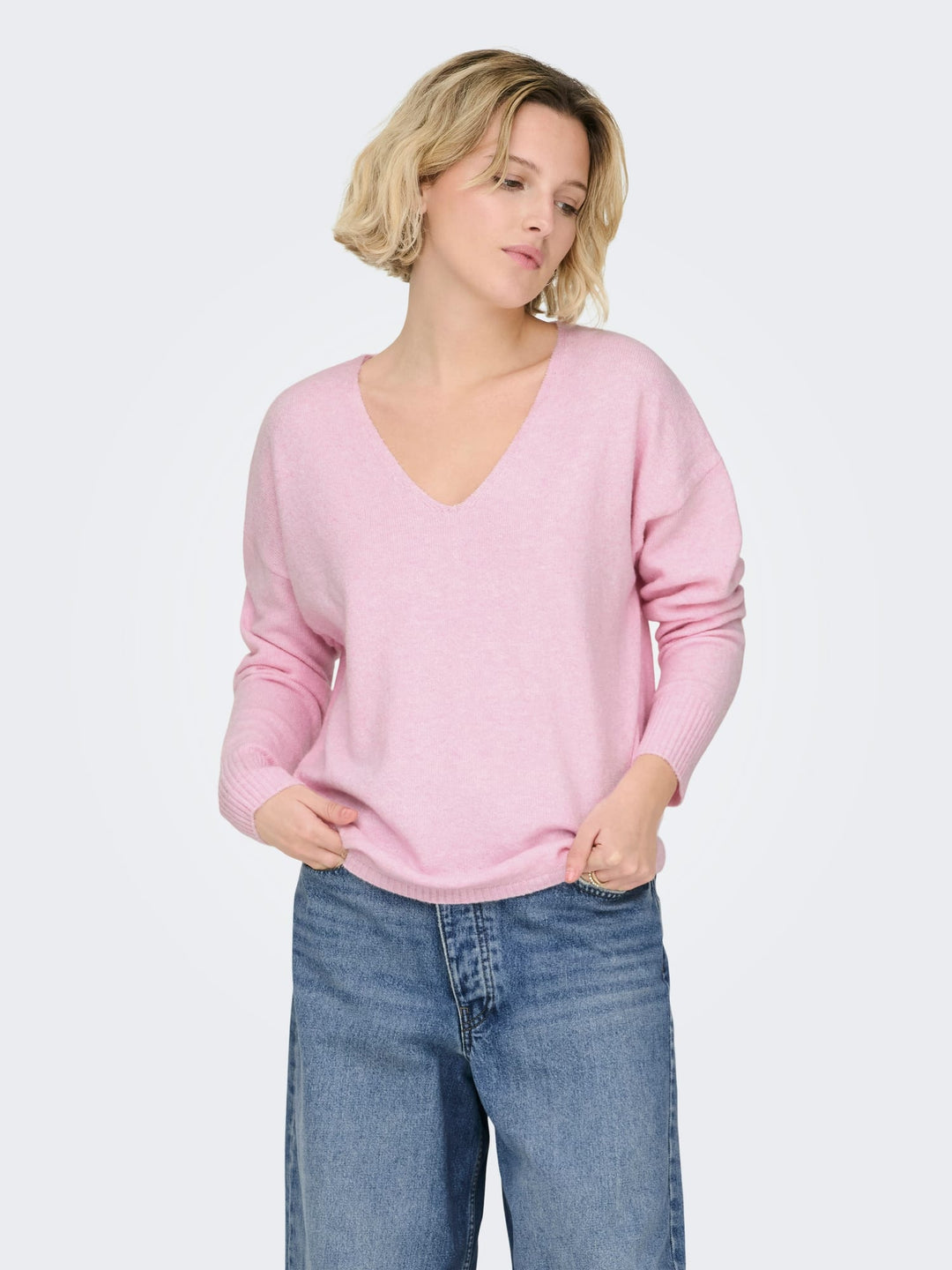 Only ONLRICA L/S V-NECK PULLO KNT NOOS - dames trui licht roze