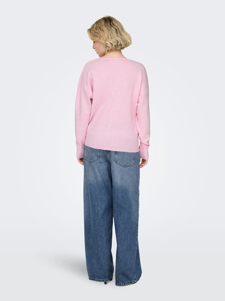 Only ONLRICA L/S V-NECK PULLO KNT NOOS - dames trui licht roze