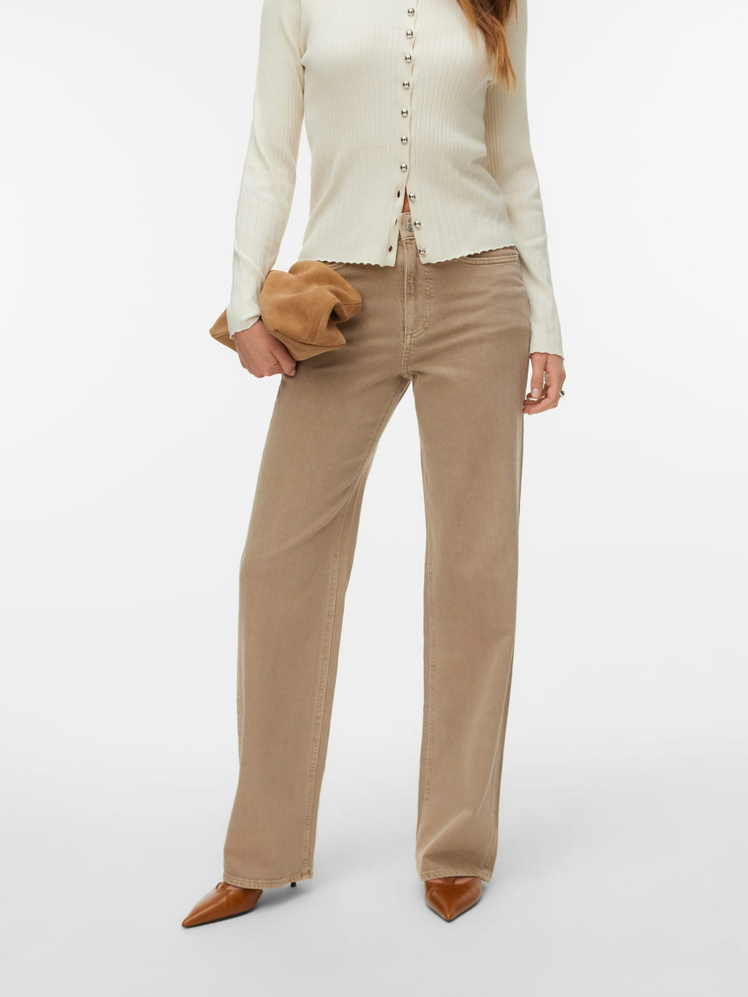 VERO MODA Tessa wide fit jeans licht bruin – dames - L32