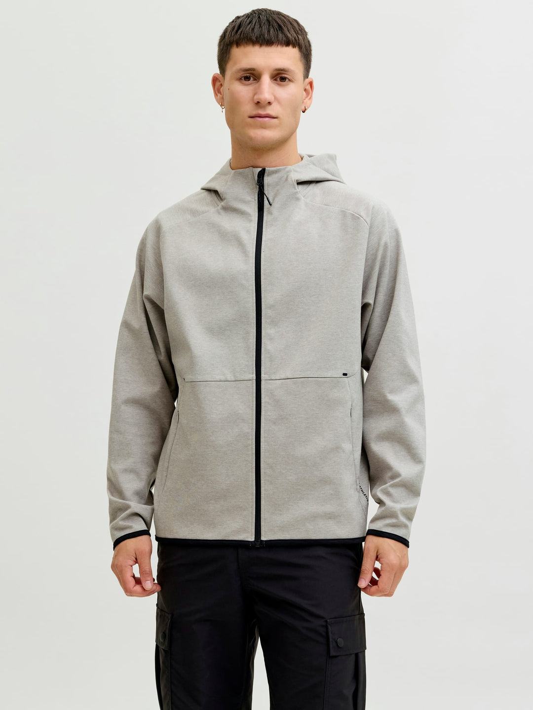 Jack & Jones JJEBASE SWEAT ZIP HOOD SN – vest sweat heren - Lichtgrijs