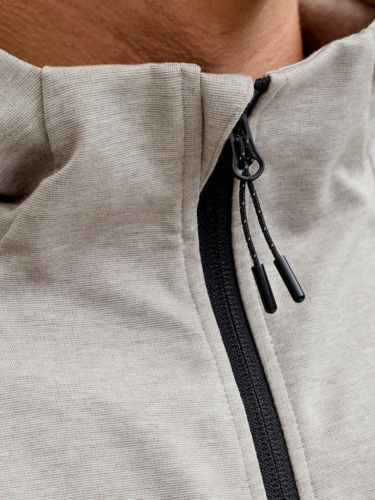 Jack & Jones JJEBASE SWEAT ZIP HOOD SN – vest sweat heren - Lichtgrijs
