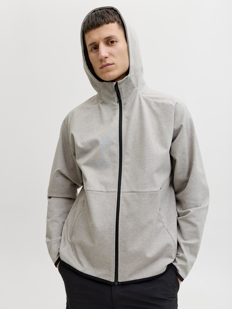 Jack & Jones JJEBASE SWEAT ZIP HOOD SN – vest sweat heren - Lichtgrijs