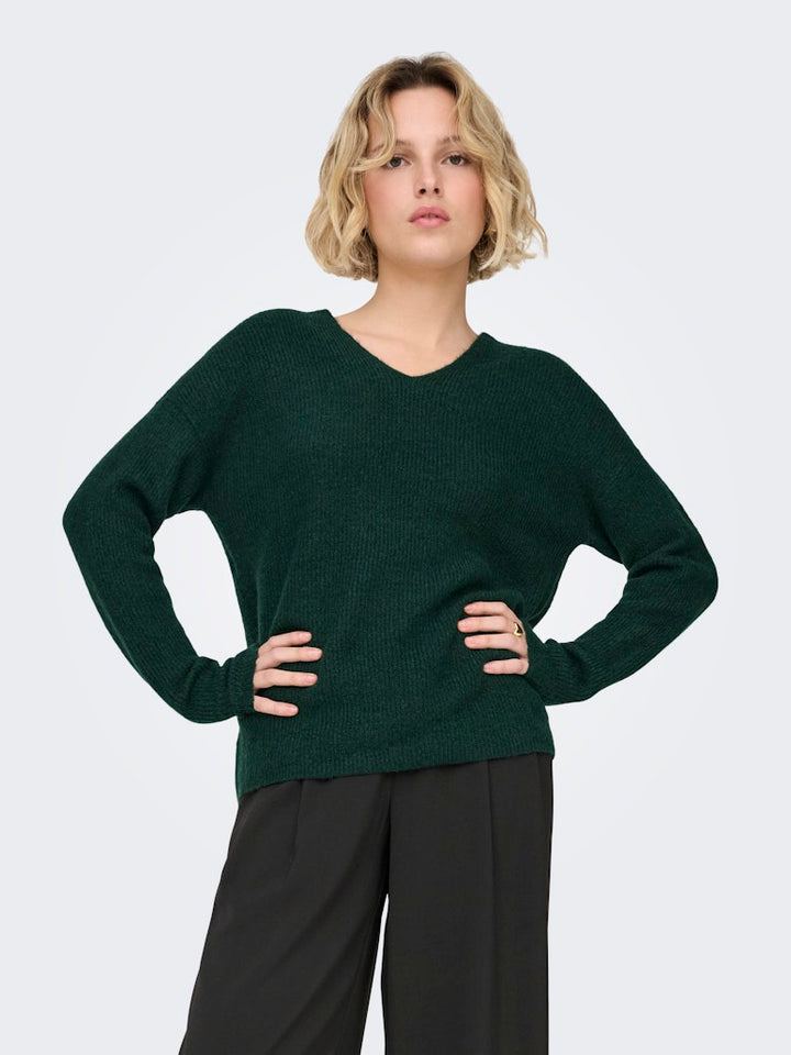 Only 15204588 Camilla trui dames donkergroen