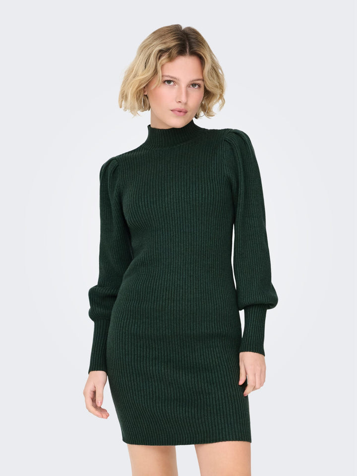Only ONLKATIA L/S DRESS KNT NOOS - donkergroen gebreide jurk