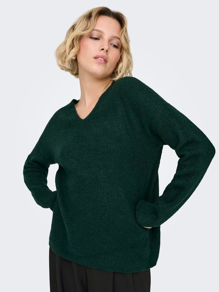 Only Camilla V-Hals trui donkergroen – dames