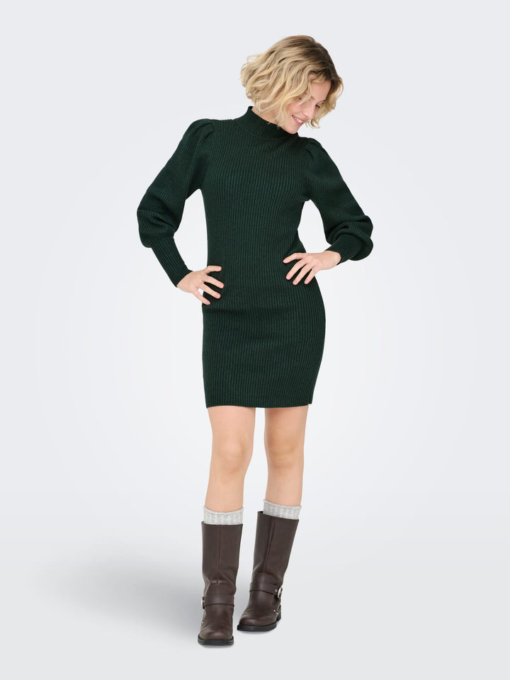 Only ONLKATIA L/S DRESS KNT NOOS - donkergroen gebreide jurk
