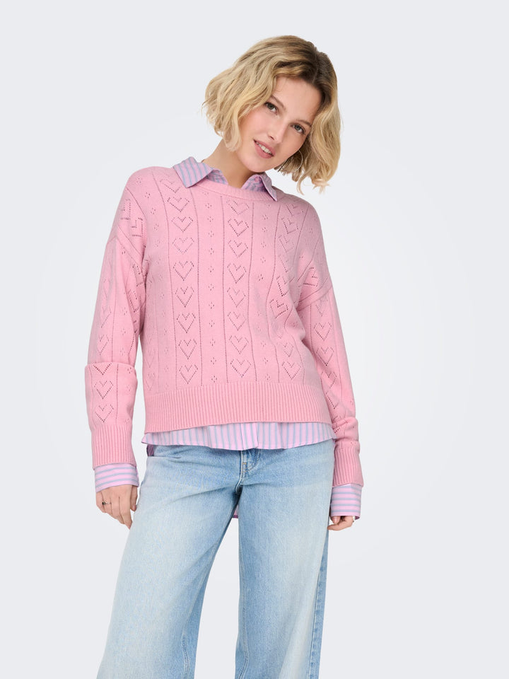 Only ONLISA LIFE LS STRUCT BOXY trui roze – dames