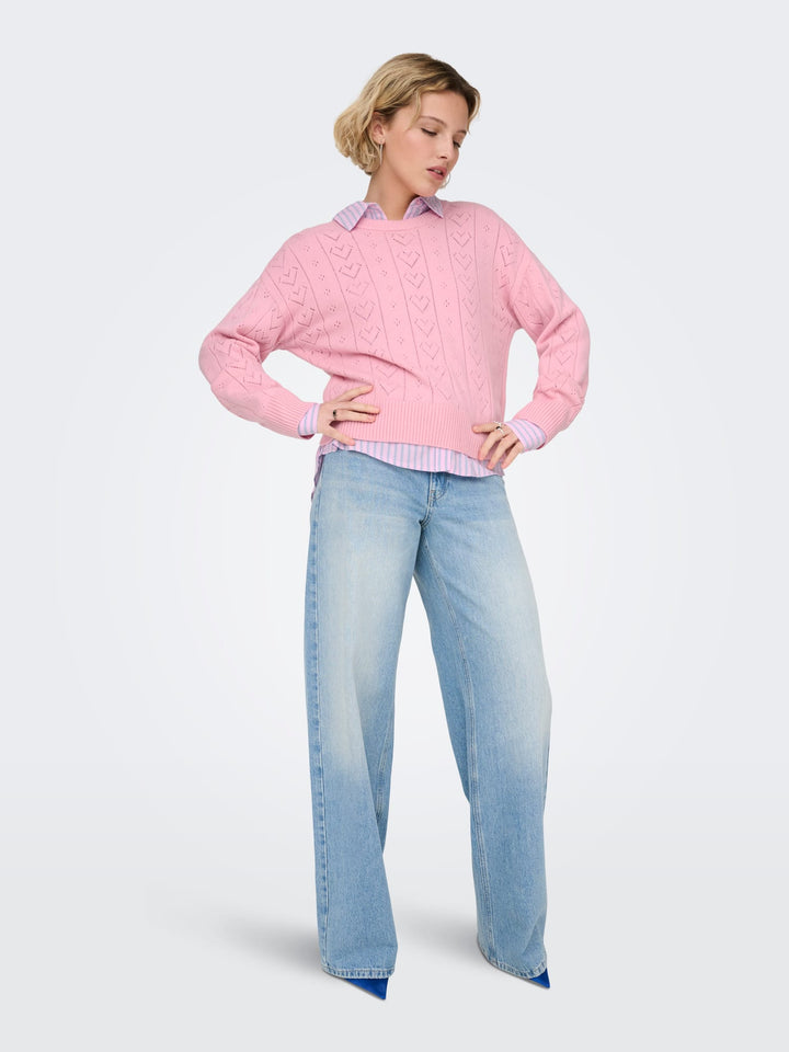 Only ONLISA LIFE LS STRUCT BOXY trui roze – dames
