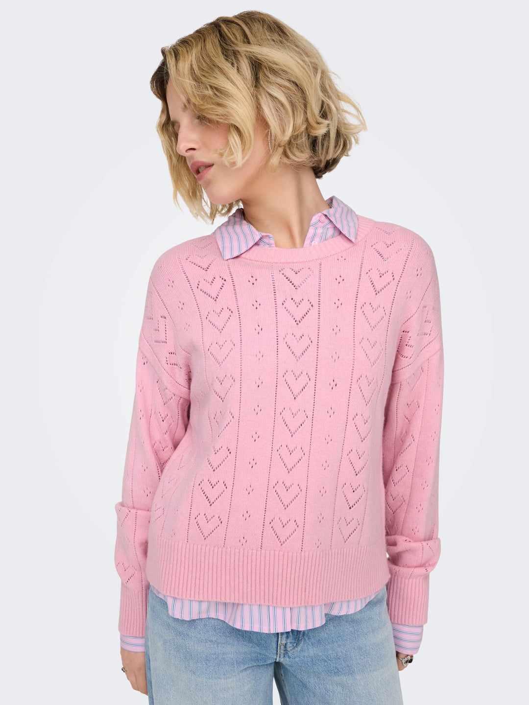 Only ONLISA LIFE LS STRUCT BOXY trui roze – dames