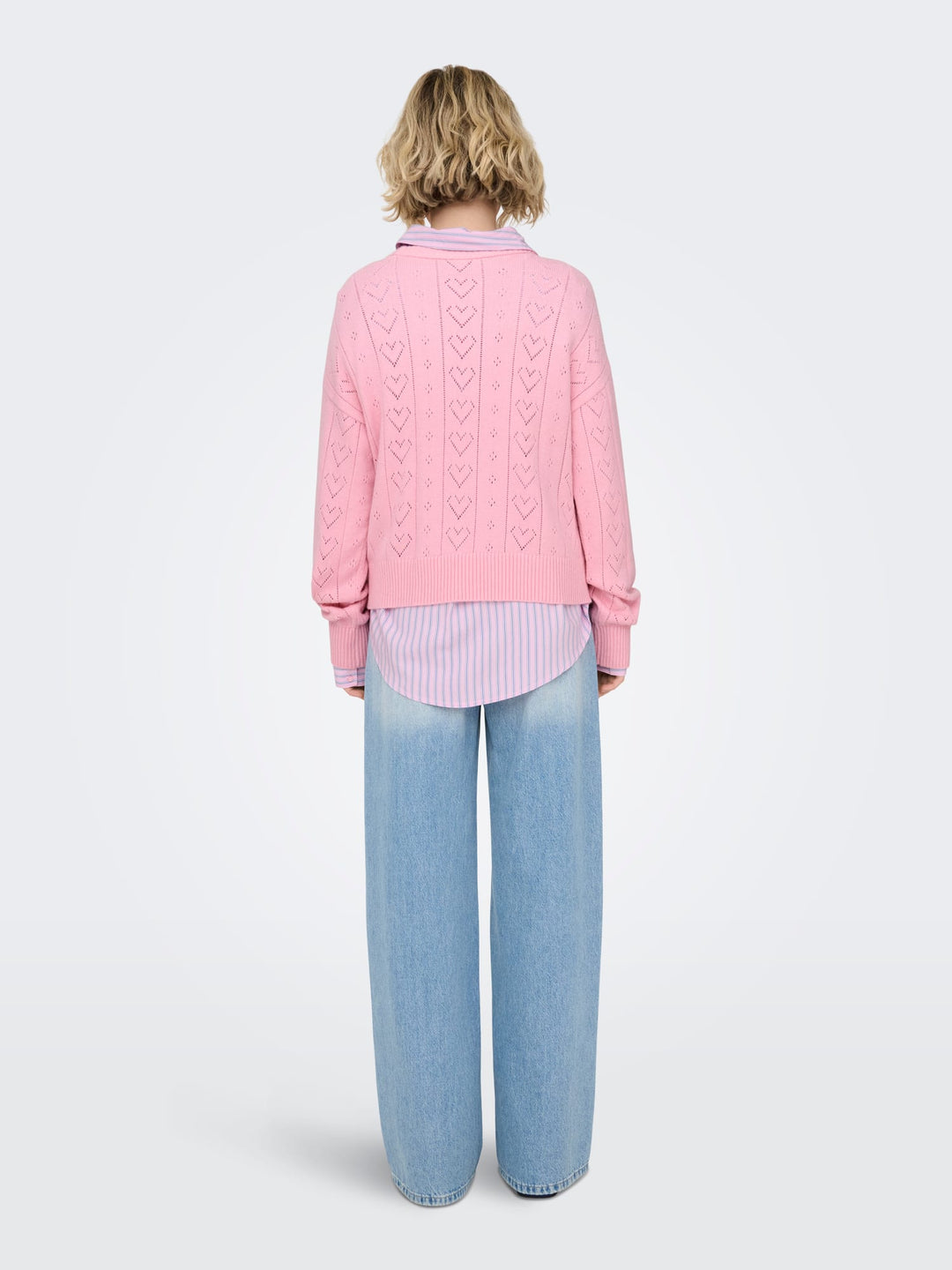 Only ONLISA LIFE LS STRUCT BOXY trui roze – dames