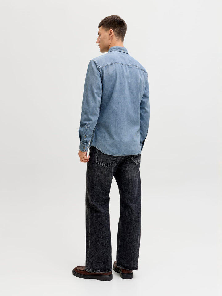 Jack & Jones denim overhemd l/m blauw – heren - Blue Denim
