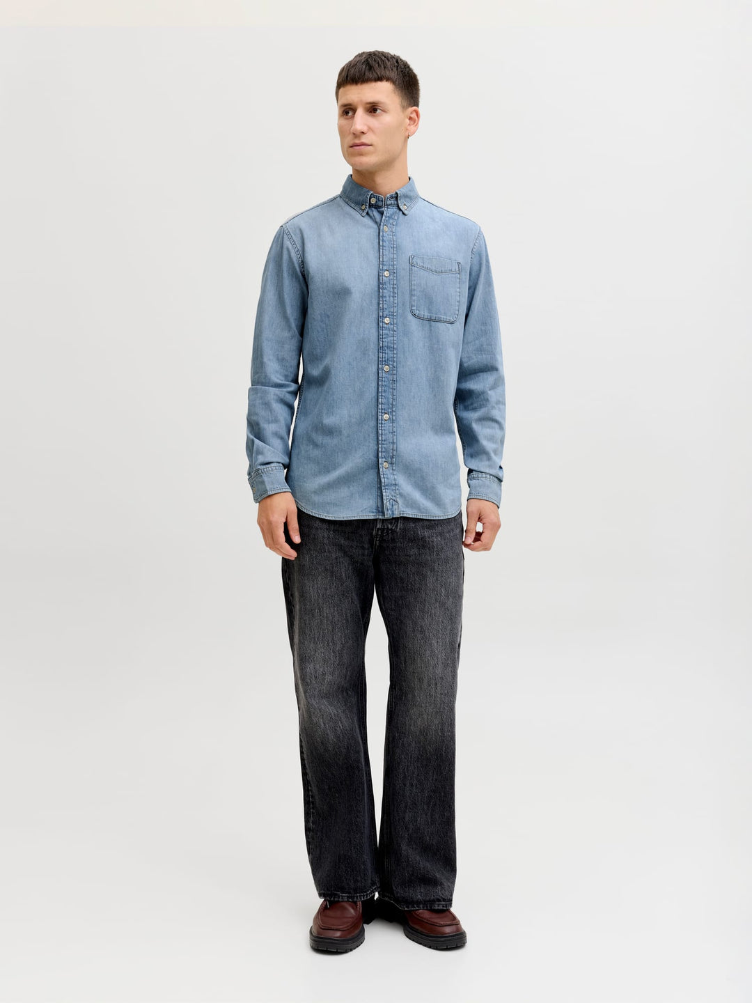 Jack & Jones denim overhemd l/m blauw – heren - Blue Denim