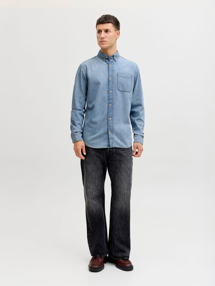 Jack & Jones denim overhemd l/m blauw – heren - Blue Denim