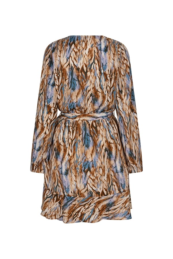 Lofty Manner RG21 - Dress Nico – midi jurk dames - Ecru Dessin