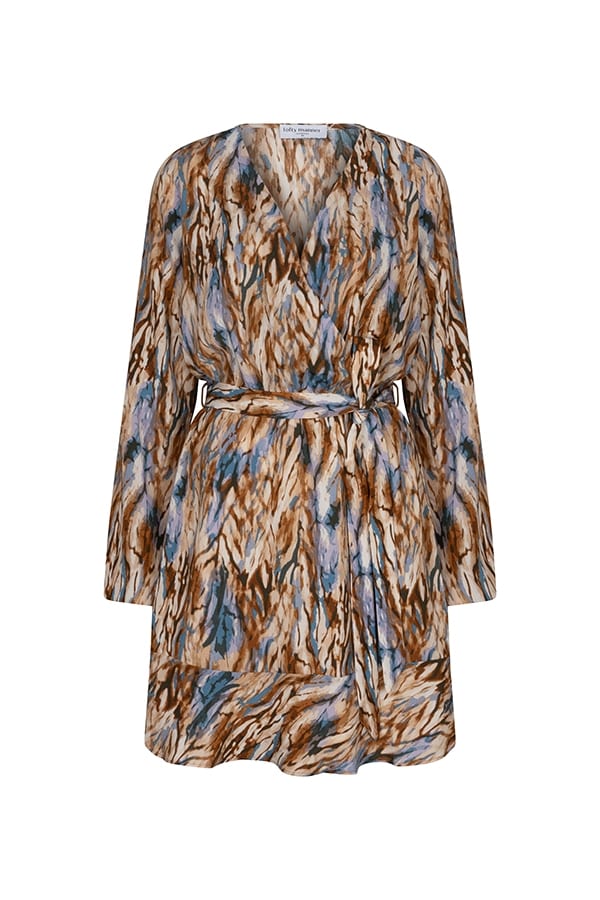 Lofty Manner RG21 - Dress Nico – midi jurk dames - Ecru Dessin