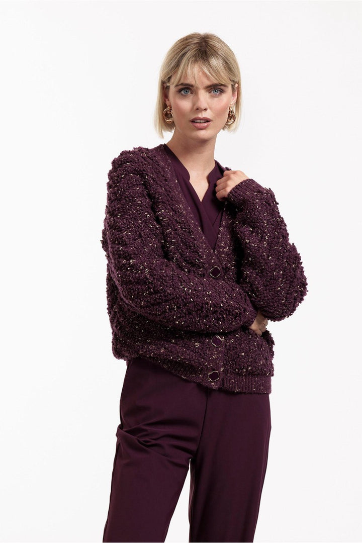 Studio Anneloes 12026 Iris vest gebreid aubergine – dames