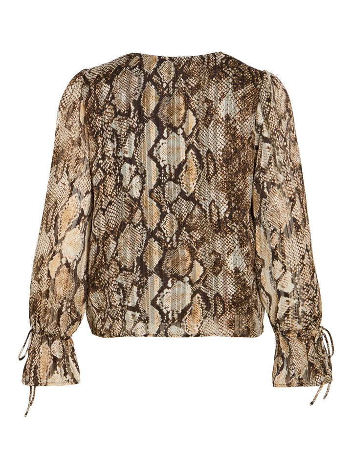Vila top l/m dames bruin dessin – 14117763 Sika