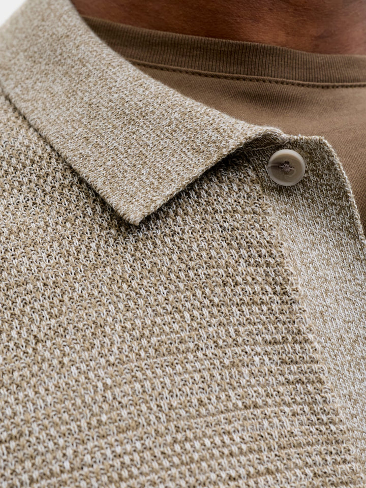 Jack & Jones JJEGEORGE KNIT SHIRT SS SN – heren polo - Zand