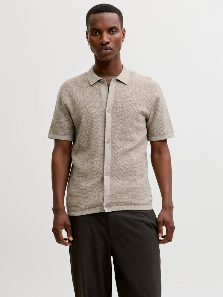 Jack & Jones JJEGEORGE KNIT SHIRT SS SN – heren polo - Zand