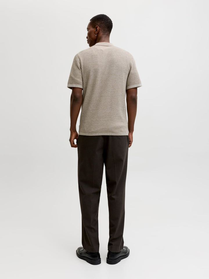 Jack & Jones JJEGEORGE KNIT SHIRT SS SN – heren polo - Zand