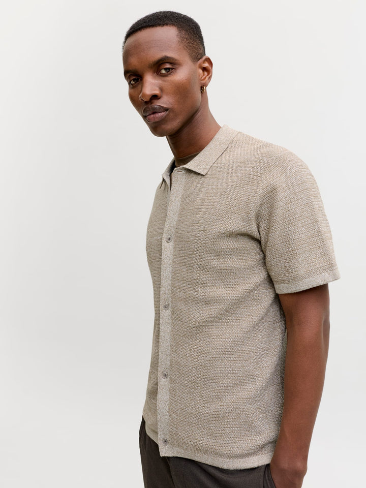 Jack & Jones JJEGEORGE KNIT SHIRT SS SN – heren polo - Zand
