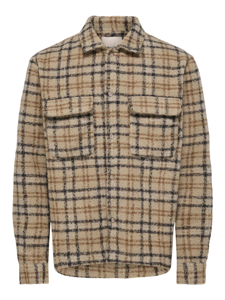 ONLY &amp; SONS 22039262 luigi overhemd l/m bruin dessin – heren