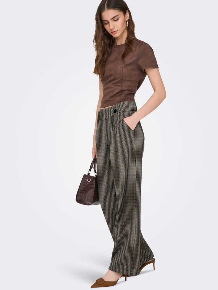 Jacqueline de Yong 15242797 Geggo lange broek bruin dessin - L34
