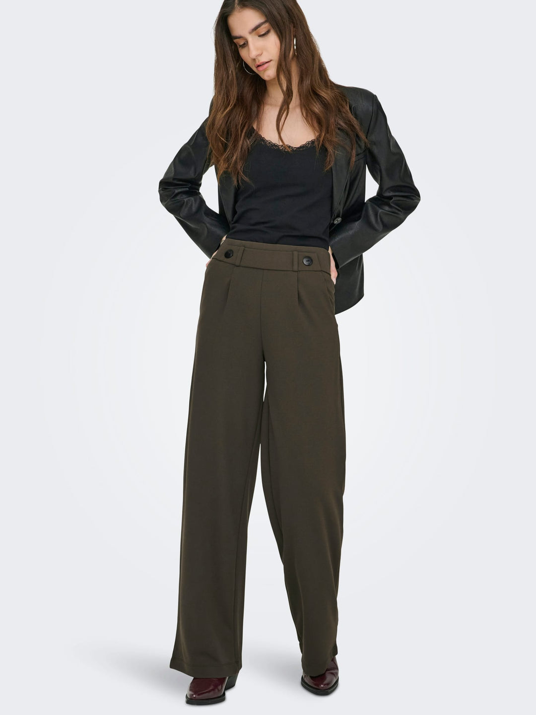 Jacqueline de Yong Geggo lange broek bruin – dames - L32