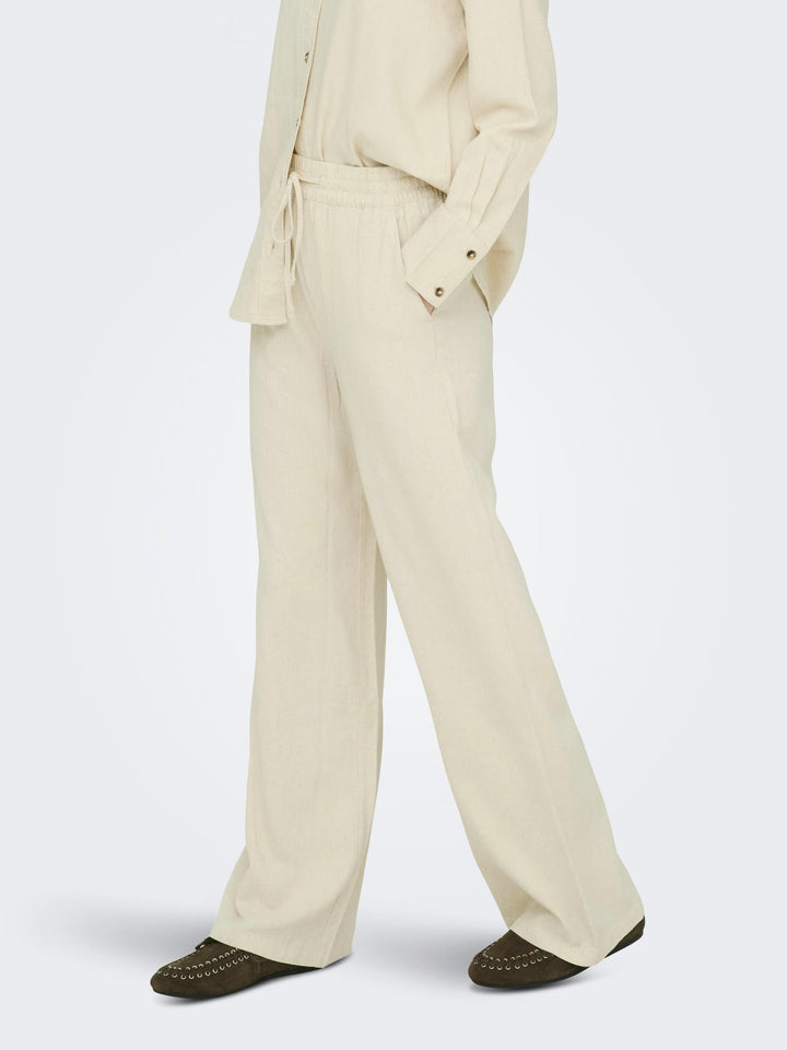 Jacqueline de Yong JDYSAY HW LINEN WIDE PANT – damesbroek - Zand - L32