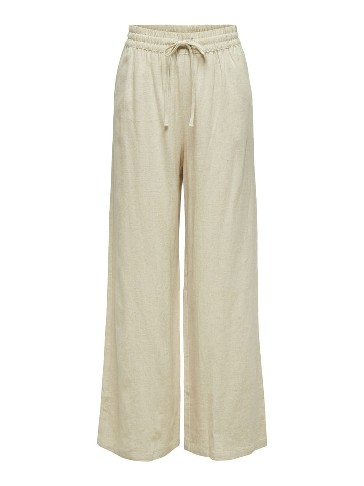 Jacqueline de Yong JDYSAY HW LINEN WIDE PANT – damesbroek - Zand - L32