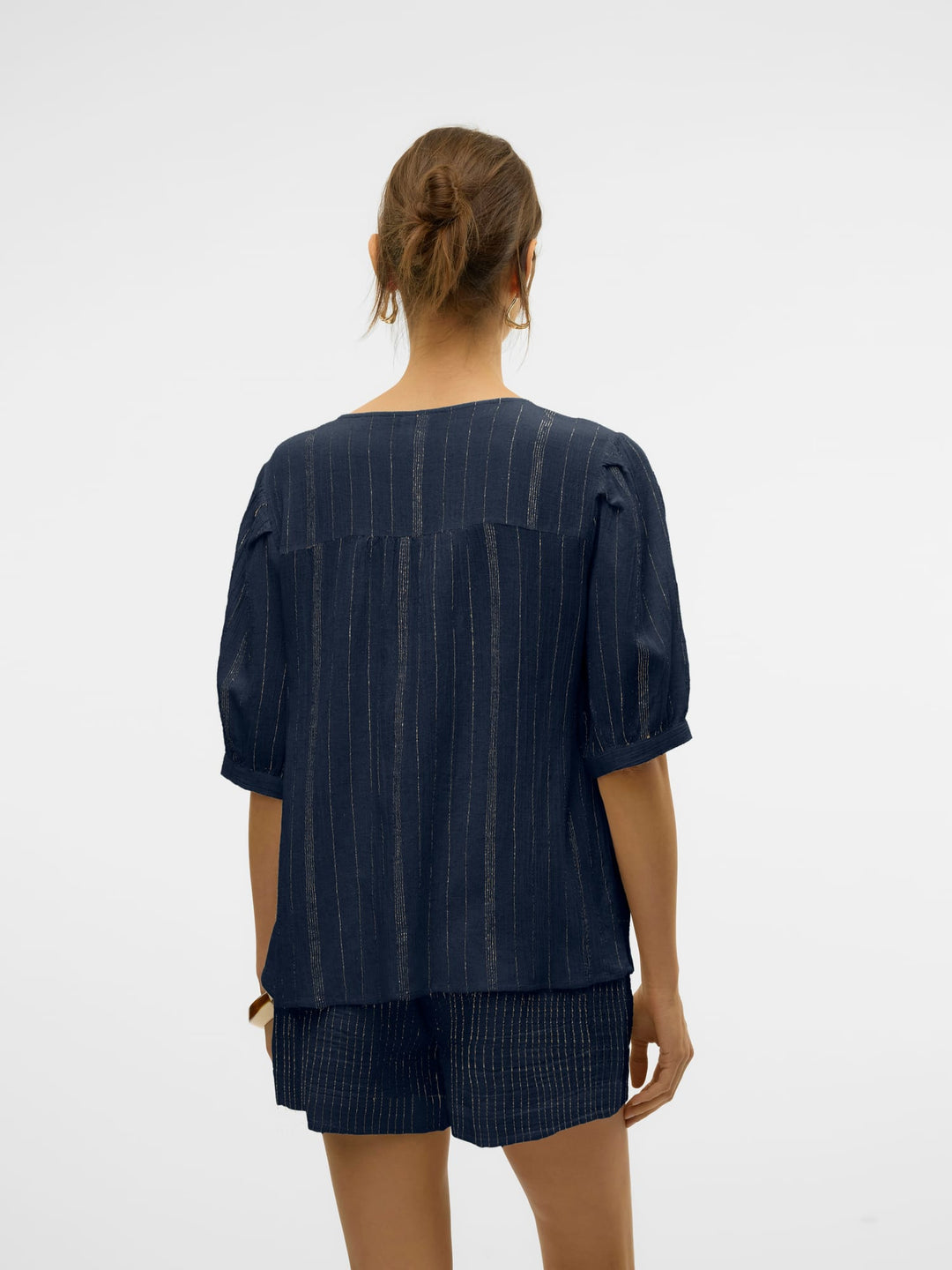 VERO MODA VMDAHLIA S/S V-NECK SHIRT – dames t-shirt - Navy