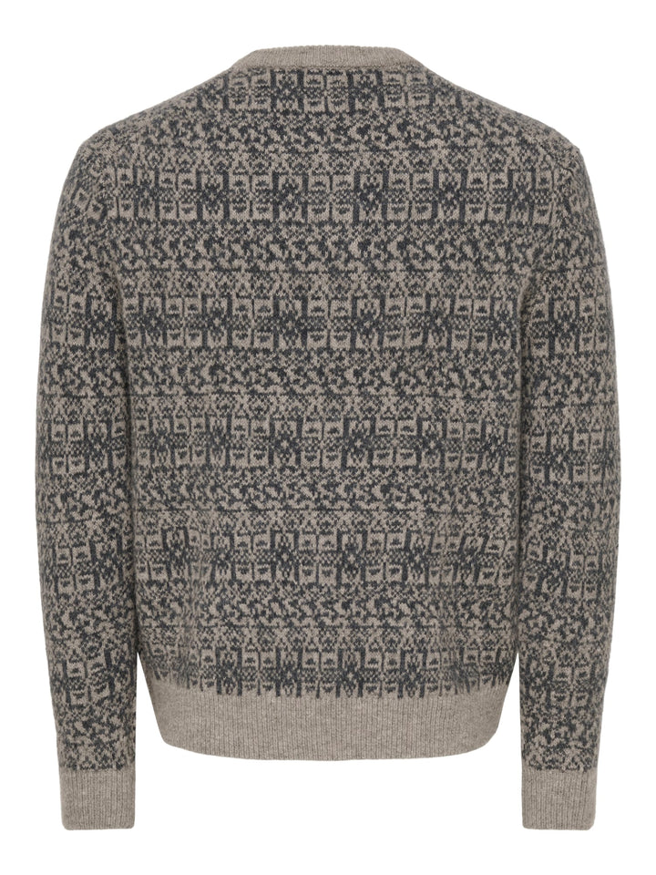 ONLY &amp; SONS 22039416 sage trui bruin dessin – heren