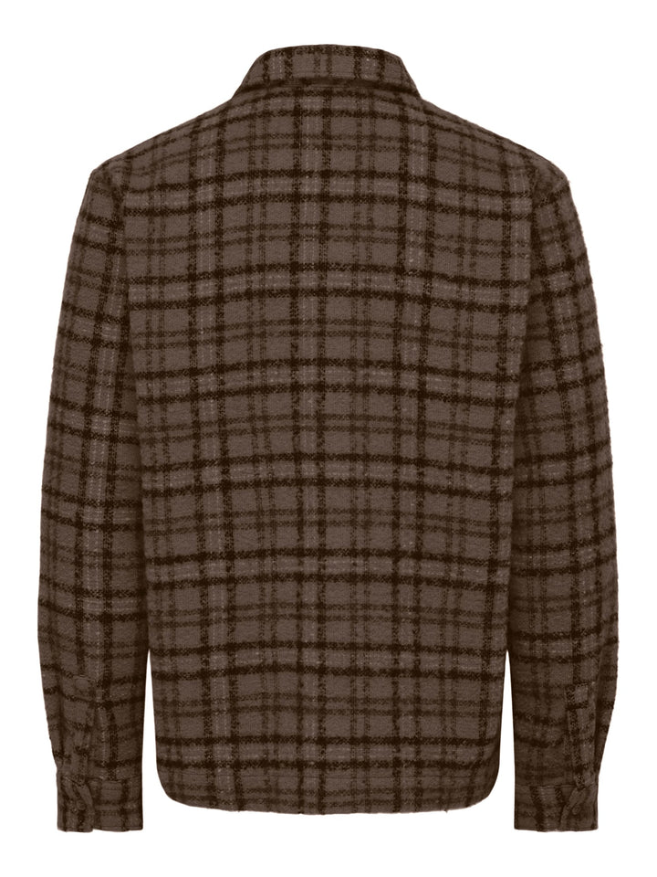 ONLY &amp; SONS 22039262 Luigi overhemd l/m bruin dessin – heren