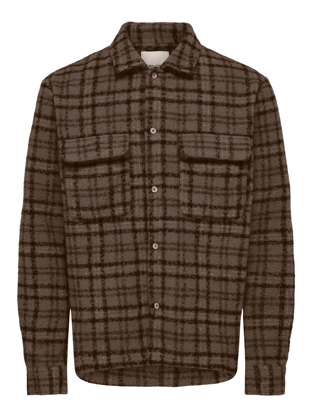 ONLY &amp; SONS 22039262 Luigi overhemd l/m bruin dessin – heren