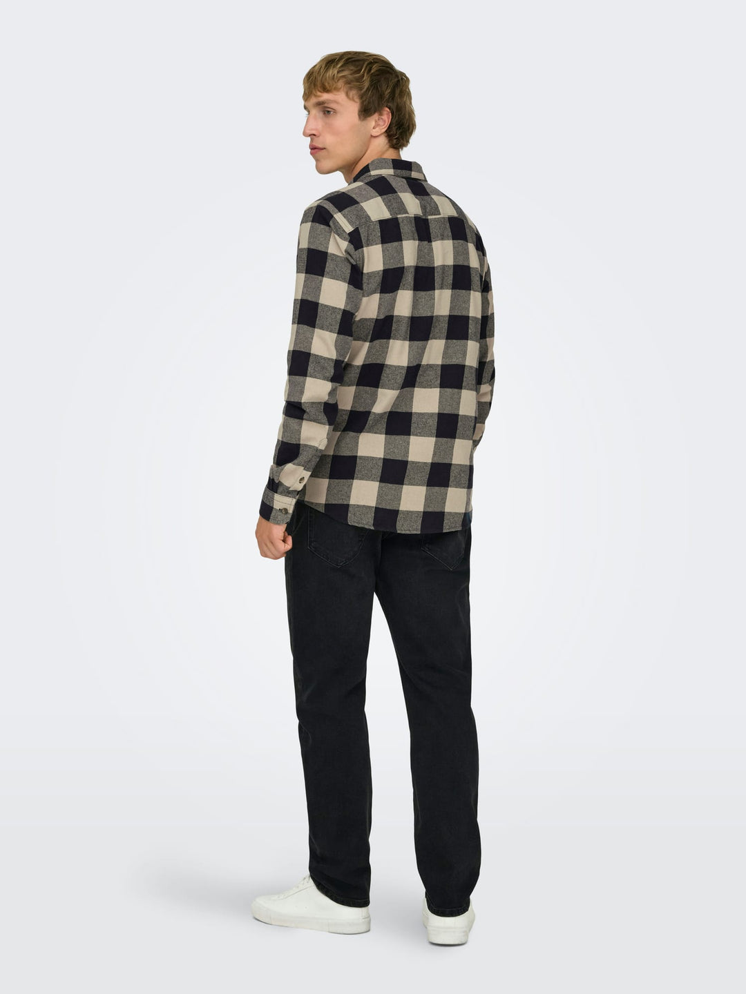 ONLY & SONS Gudmund overhemd l/m zand dessin – heren