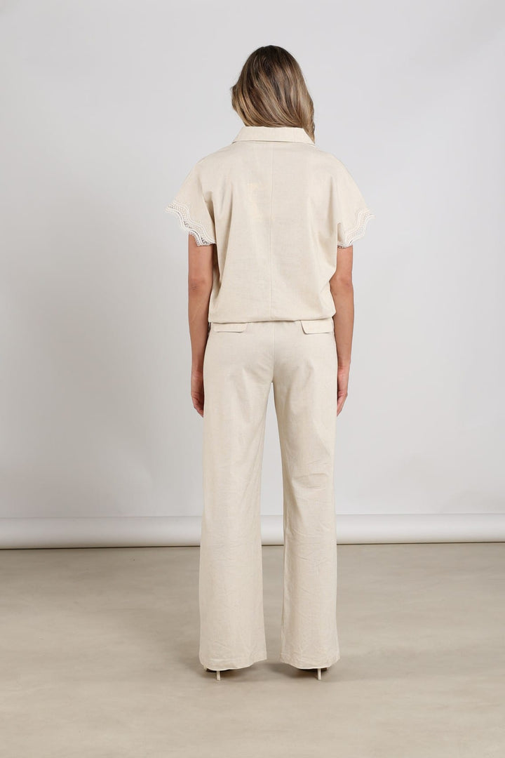 Nukus Eline lange broek dames - beige