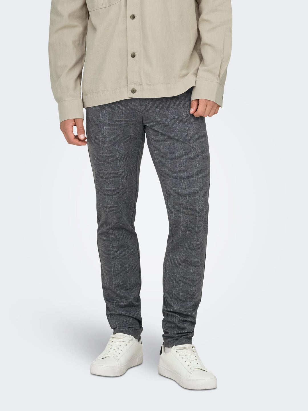 ONLY & SONS ONSMARK SLIM CHECK PANTS – heren chino - Zwart Dessin - L32