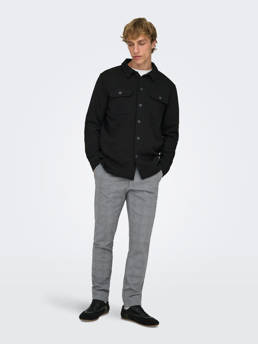 ONLY & SONS ONSMARK SLIM CHECK PANTS – heren - Grijs Dessin - L34