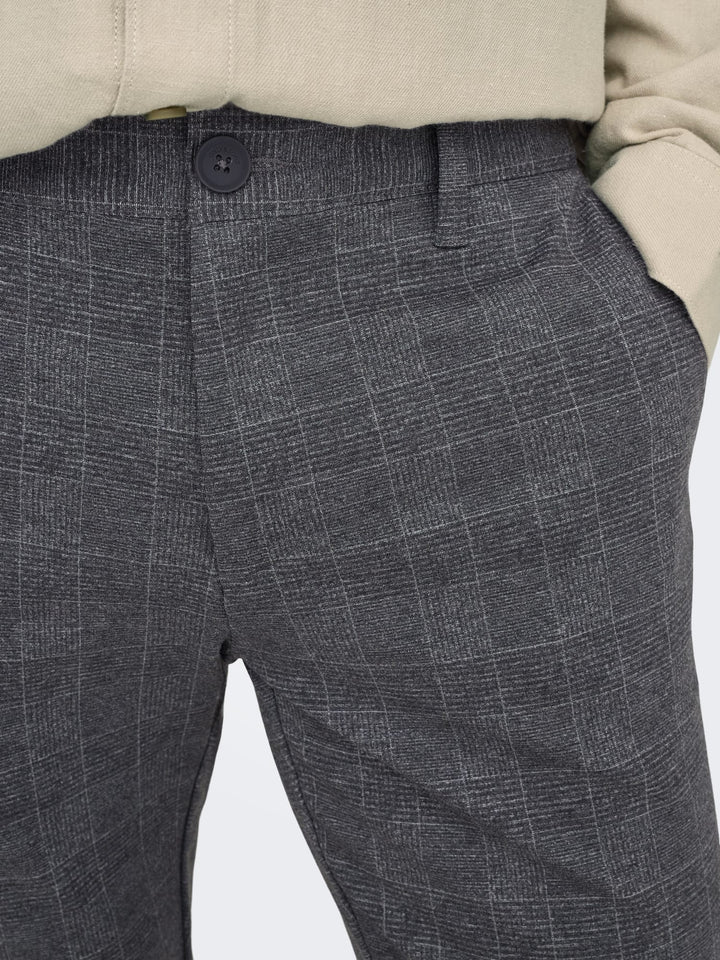 ONLY & SONS ONSMARK SLIM CHECK PANTS – heren chino - Zwart Dessin - L32