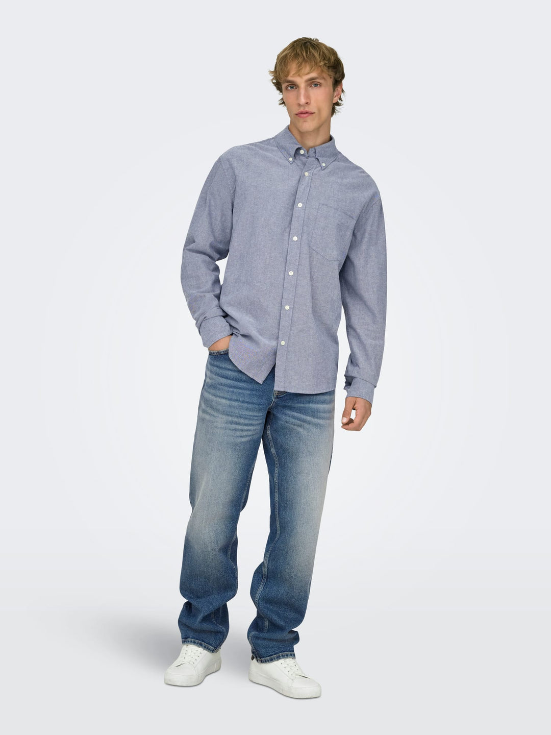 ONLY & SONS 22036639 Edge jeans regular-straight fit heren - Blue Denim - L30